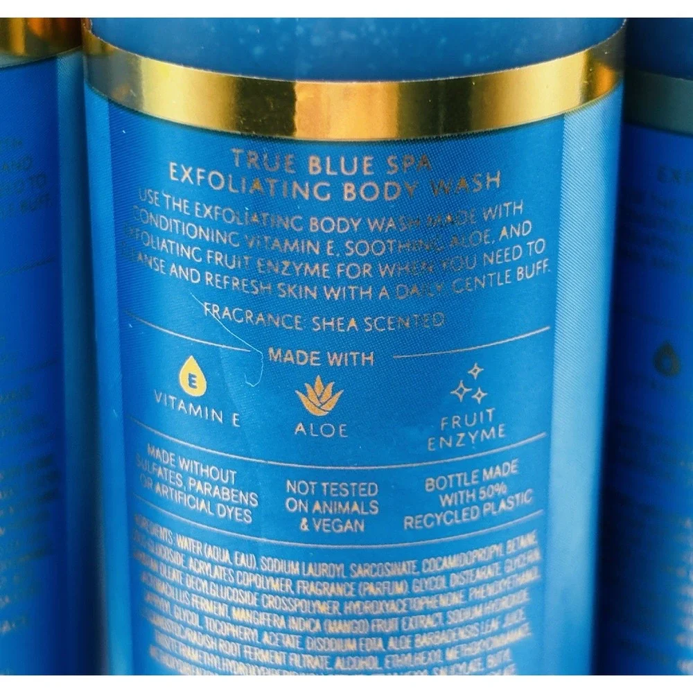 Bath & Body Works True Blue Spa Exfoliating Body Wash 2 oz Travel Size Lot 3